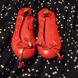Tory Burch red tassel flats